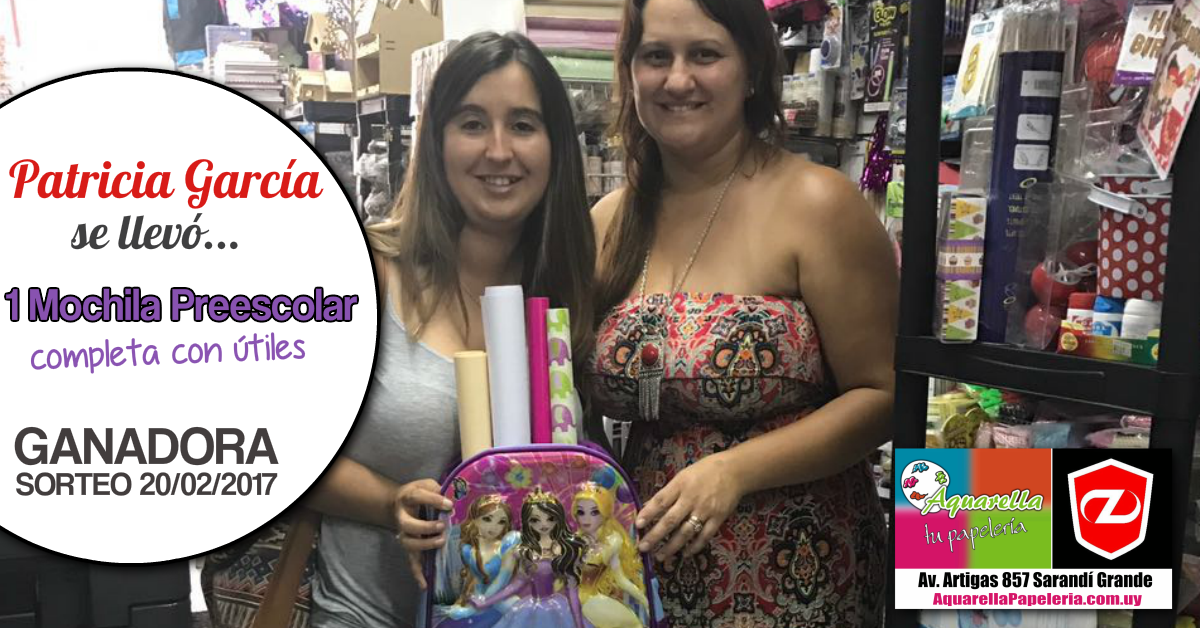 Patricia García Miner Ganadora Sorteo Febrero 2017 Aquarella Tu Papeleria y Zenit Sarandí Grande